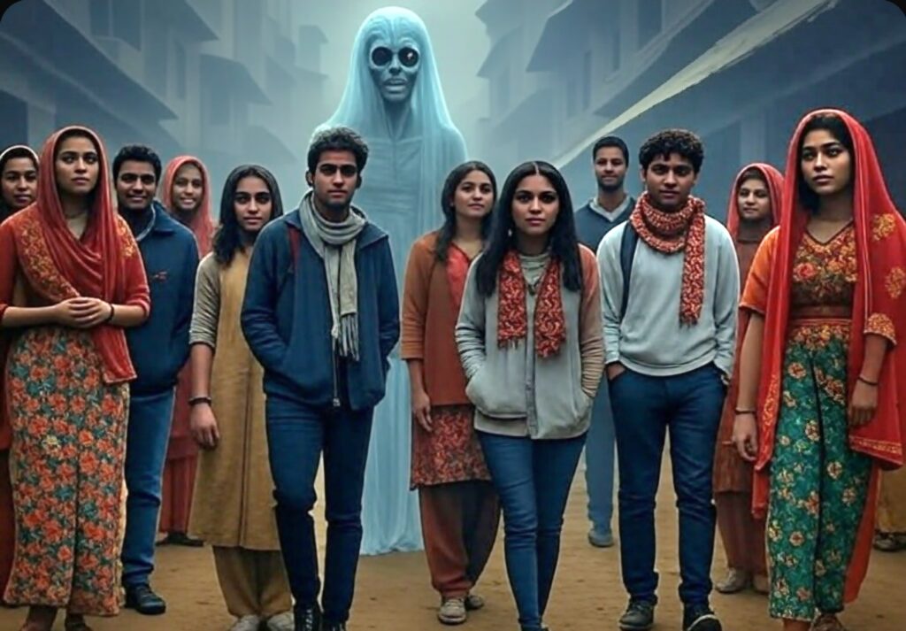 ghost behind students
